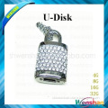 2015 hot sale lock shape diamond usb flash drive disk